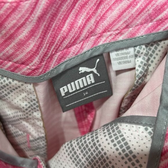 GUC PUMA Women's Size 14 Golf Shorts Shocking Pink Striped 5 Pockets - Picture 3 of 6